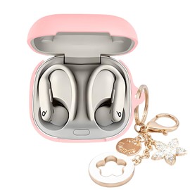 Silicone Case Cover for Powerbeats Pro 2 Earbuds with Stylish Bling Keychain - Compatible with Beats Powerbeats Pro 2 Protective Case for Women, Shockproof & Portable (Pink)