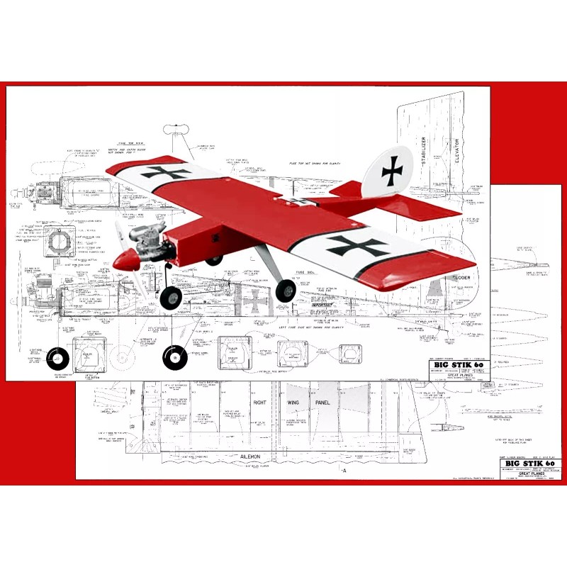 Great Planes Model Airplane Plans (RC): BIG STIK 60 68½"