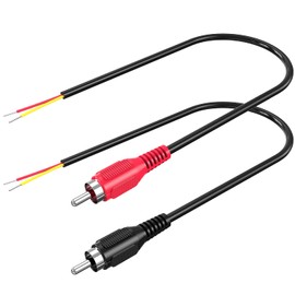 RCA to Speaker Wire, 18AWG 2 Pack RCA Male Plug Adapter to Bare Cable Open End, UIInosoo Audio Cable 1ft, Black and Red