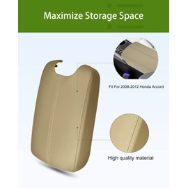 UMISHI Center Console Armrest Cover for 2008 2009 2010 2011 2012 Honda Accord Auto Leather Suture Console Lid Cover Replacement (Beige)