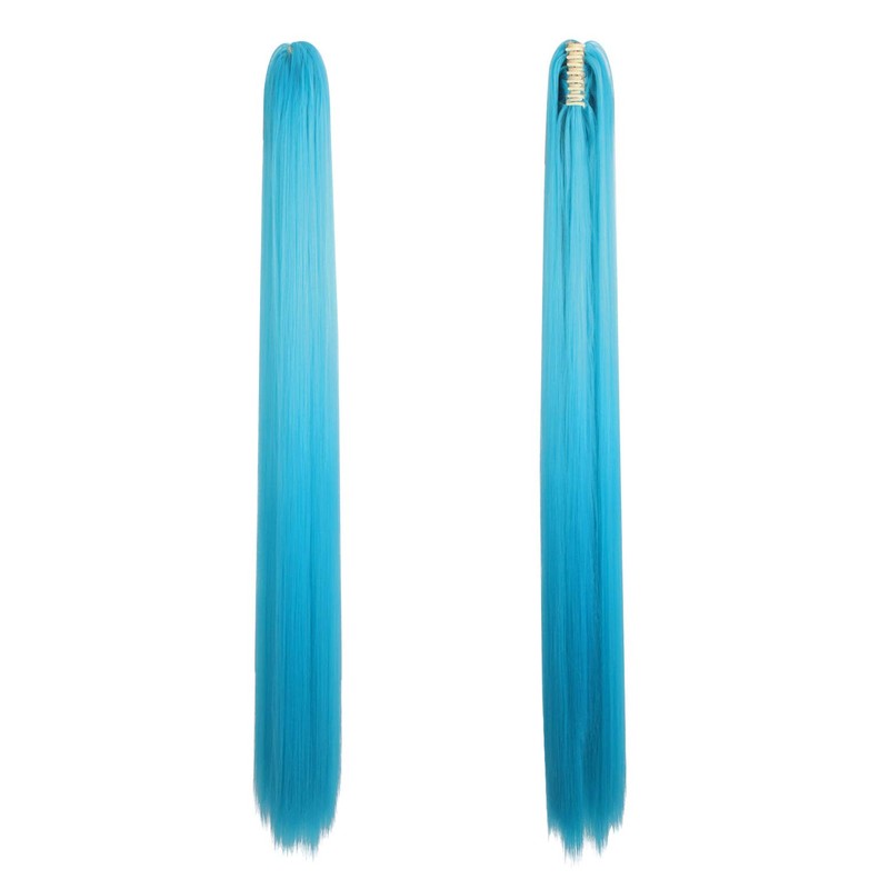 MapofBeauty 48" Straight Cosplay Wig + 2 Clip On Ponytails