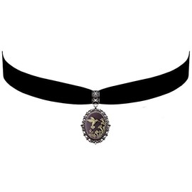 Victorian Vault Black Velvet Choker Hummingbird Cameo Lilac Lavender Gothic Steampunk Pendant Necklace