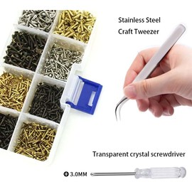 M2 Small Screws &Nails Set 1600pcs Tiny Phillips Flat Head Self-Tapping Screws and Wood String Art Nails 8mm 10mm, Contains Manual Repair Tools