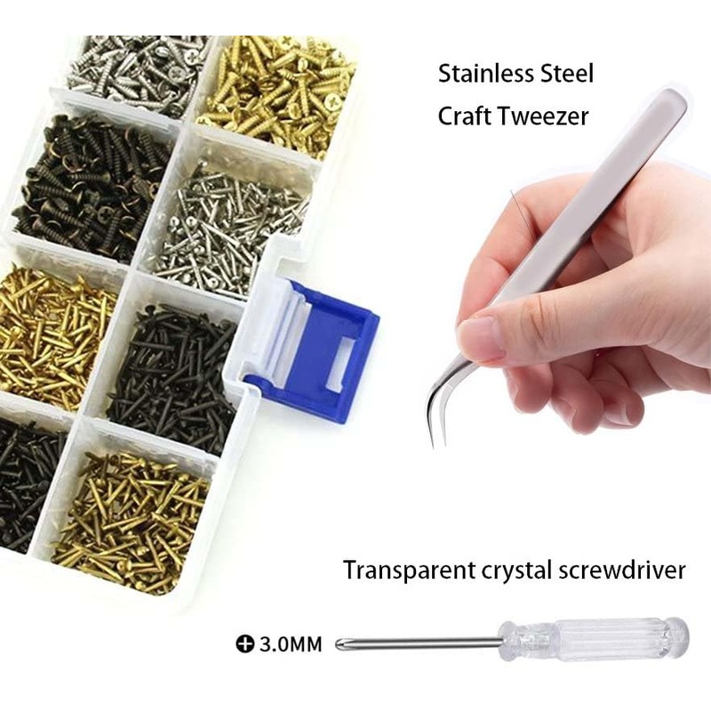 M2 Small Screws &Nails Set 1600pcs Tiny Phillips Flat Head