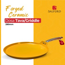 SALFORD Forged Ceramic Dosa Tava/Griddle 280mm - Crepe Pan Non Stick Griddle Gas, Induction Perfect Pancakes and Dosas, PTFE, PFAS & PFOA Free Pan Diameter 11.5 Inches