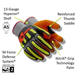 MAGID T-REX Flex Series TRX150 Economy Knit Impact Glove with NitriX Grip Technology Palm Coating–CutLevelA5 Size 8/M(1 Pair)