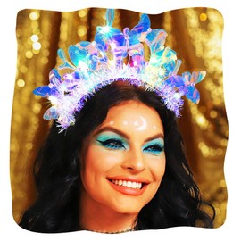 JONKY Light Up Headband Butterfly and Antlers Headbands Colored Hair Accessories for Women