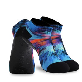 RANDY SUN 2 Pairs Unisex Quick-Dry Surf Yoga Socks, Protect Against Hot Sand & Sunburn for Beach Activitiess & Water Sport Barefoot Not Waterproof Shoes (Blue Printed Low Cut Size 25