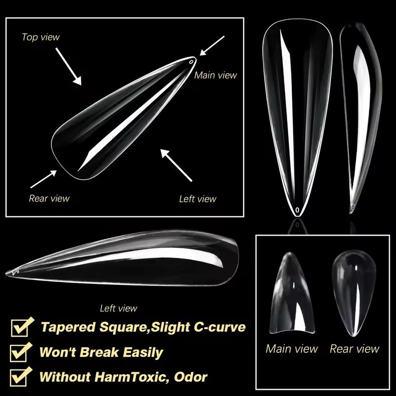 50pcs/box Transparent Seamless Fake Nail Soft Full Cover Trapezoidal Oval