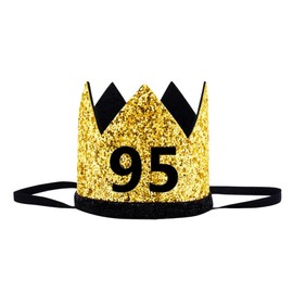 95th Birthday Crown Hat Gold Black Sequin Party Crown, Happy 95 Years Old Bday Decorations Ninety-five Cap Party Outfit Gifts Photo Booth Props Supplies Ideal Him Her Men Women Party Favors Decors