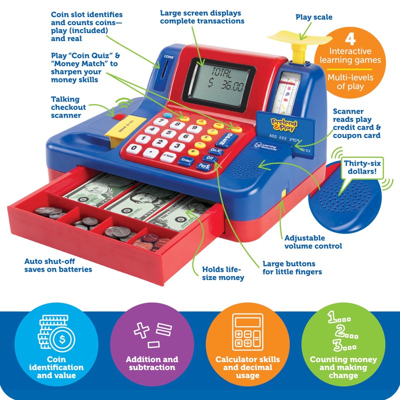 Learning Resources Pretend & Play Teaching Cash Register - Math