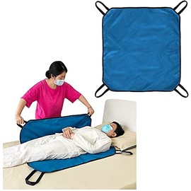 NEPPT Positioning Pad Draw Sheet Patient Transfer Board Lift Sheet Slide Protective Hospital Bed Mat with Handles for Incontinence, Bariatric, Elderly - Reusable & Washable (Blue-39" x 46")