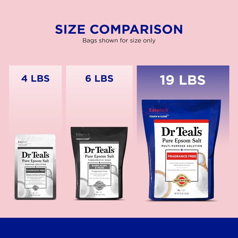 Dr Teal's Pure Epsom Salt Bulk Magnesium Sulfate USP, Fragrance