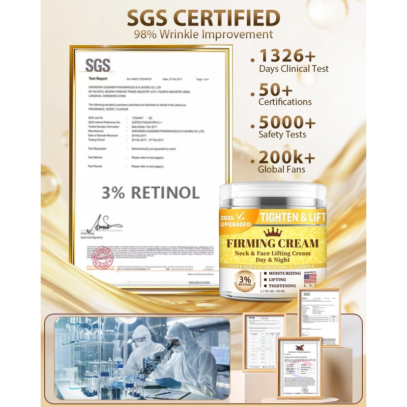 APLEFBE 3% Retinol Cream Face Moisturizer, Anti Aging Neck Firming