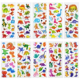 24 Sheets(400+) Dinosaur 3D Puffy Stickers for Toddlers Kids, Bulk Preschool Sticker Sheets for Reward, Craft, Scrapbooking