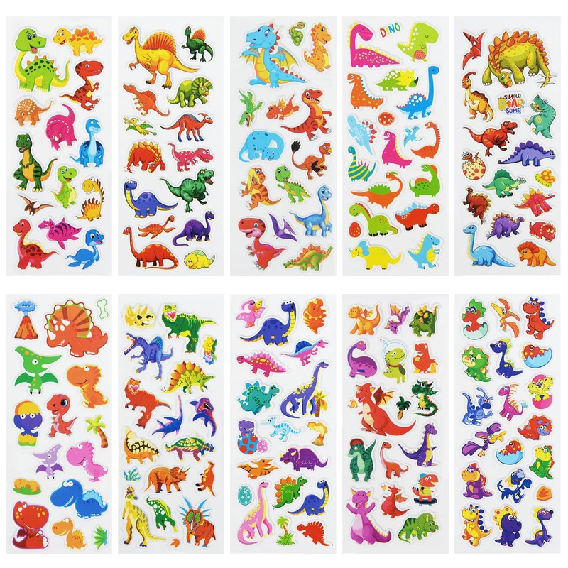 24 Sheets(400+) Dinosaur 3D Puffy Stickers for Toddlers Kids, Bulk