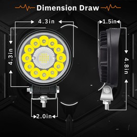 SAN YOUNG LED Tractor Work Lights, 4 Inch Round LED Light Pods 120W 10000lm, 12V 24V Offroad Driving Lights Off Road Spot Beam for Truck ATV UTV RV OTR Boat Pickup Golf Cart, 10PCS