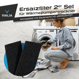 VIALIA Set of 2 Filters Compatible with Bauknecht Privileg Whirlpool HX 481010354757 Dryer Heat Pump Dryer, Coarse, 225 x 107 x 8 mm, Sponge Filter Tumble Dryer