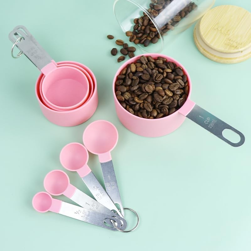 8 Pcs Measuring Cups and Spoons Set, Includes 4 Stainless