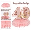 Turypaty Pink Rose Gold 40th Birthday Honeycomb Centerpieces Decorations for