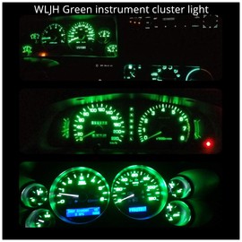WLJH Bright Green Instrument Panel Gauge Cluster Speedometer Tachometer Indicator Bulb Full Led Light Kits Package Replacement For Jeep Wrangler 1992-1995