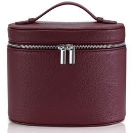 UUYUUY Makeup Bag Vanity Case Cosmetic Bag with Removable Divider Travel Toiletry Bag for Women Portable Make up Box Organizer, Burgundy