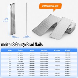 meite 1/2-Inch Brad Nails, 5,000 Count 18 Gauge 1/2" Galvanized Brad Nail F12 for Pneumatic, Electric Brad Nailer Gun (1 Box)