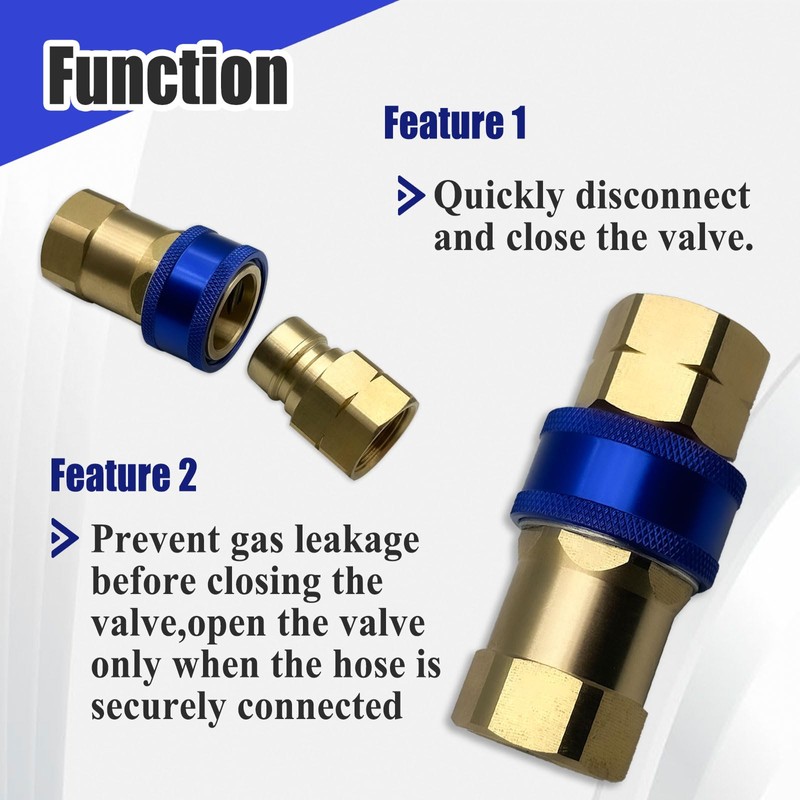 Ebrmeiwo A75 Quick Disconnect Fitting, 3/4 Inch, Automatic Thermal Shutoff,