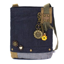 CHALA Handbag Canvas Crossbody Messenger Bag Patch Crossbody - Metal Sunflower - Denim