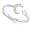 Open Moon Star White Simulated Opal Cute Ring New .925