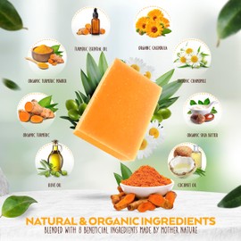 Aspen Kay Naturals Turmeric Soap Bar (6 Pack) for Body & Face Made with Natural and Organic Ingredients. Gentle Soap C For All Skin Types C Made in USA 4.5oz per Bar