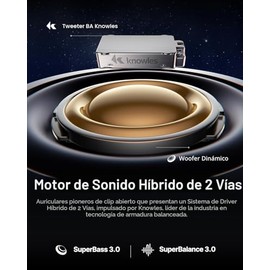 Baseus Inspire XC1 - Auriculares abiertos con clip, sonido de Bose, Dolby Audio, sonido de ajuste adaptativo, controlador híbrido de 2 vías, cojín de 