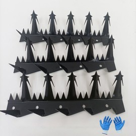 Heavy Duty Anti Climb Security Spikes, Metal Fence Spikes for Walls & Roof - Intruder & Animal Deterrent, Galvanized Steel Spikes with Screws, Outdoor Home Protection（122"）