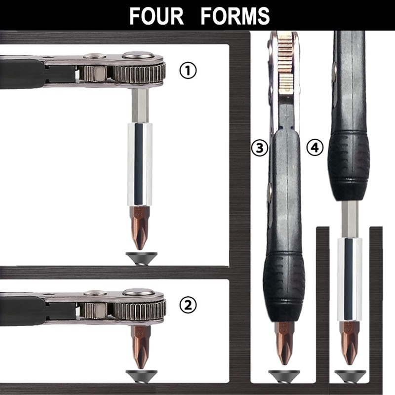 BAKESHU Mini Ratchet Screwdriver Set, Right Angle Screwdriver 1/4 inch,Short