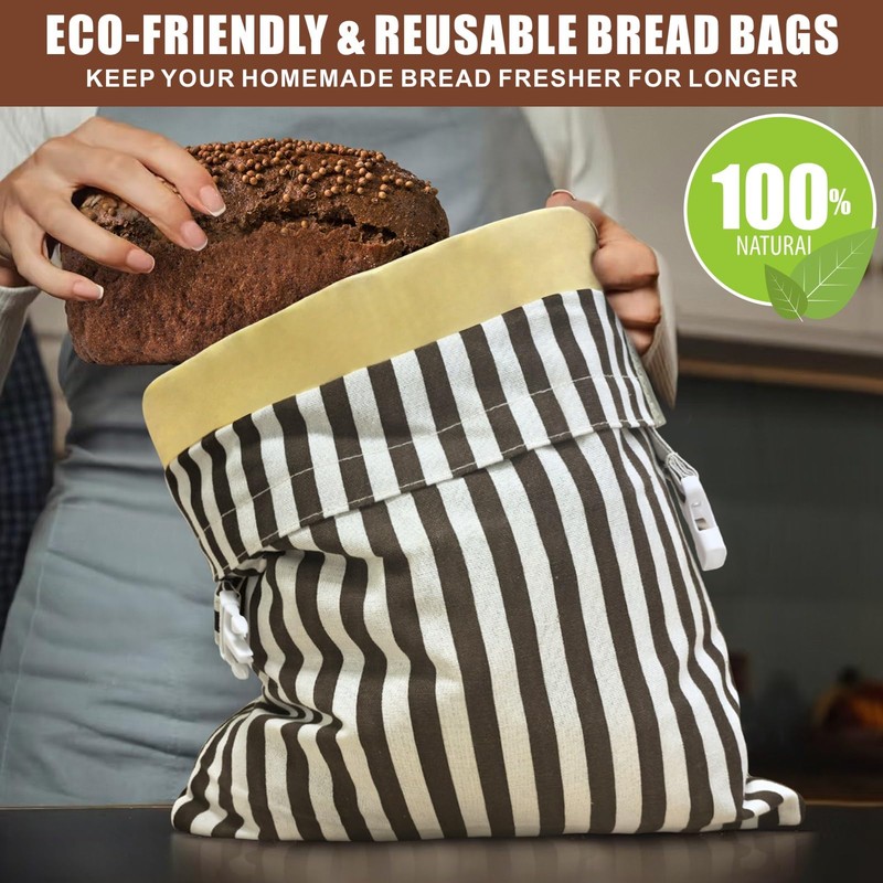 Mosucoirl Beeswax Bread Bags 2 Pack, Reusable Bread Storage Boxes