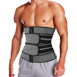 KIWI RATA Mens Workout Waist Trainer Corset Neoprene Sauna Sweat Trimmer Cincher Belt Extra Belly Compression Belts