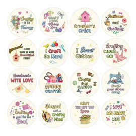 Creanoso Crafting is My Therapy Stickers (5 Sets X 16 Designs) – Individual Small Size 1.5 Inches in Diameter, Unique Designs DIY Decoration Art Decal for Children, Adults Men Women