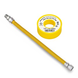CMI Inc - 1/2 Inch OD Flexible Gas Line Connector with 1/2 Inch Male Iron Pipe Thread x 1/2" Female Iron Pipe Thread - 24 Inch Yellow Coated Gas Hose for Natural Gas, Propane & Gas Line for Stoves