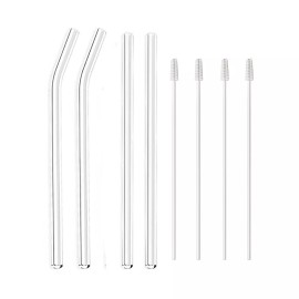 1500ctabletop 4Pcs Reusable Glass Tube Drinking Straw+ Cleaning Brush.