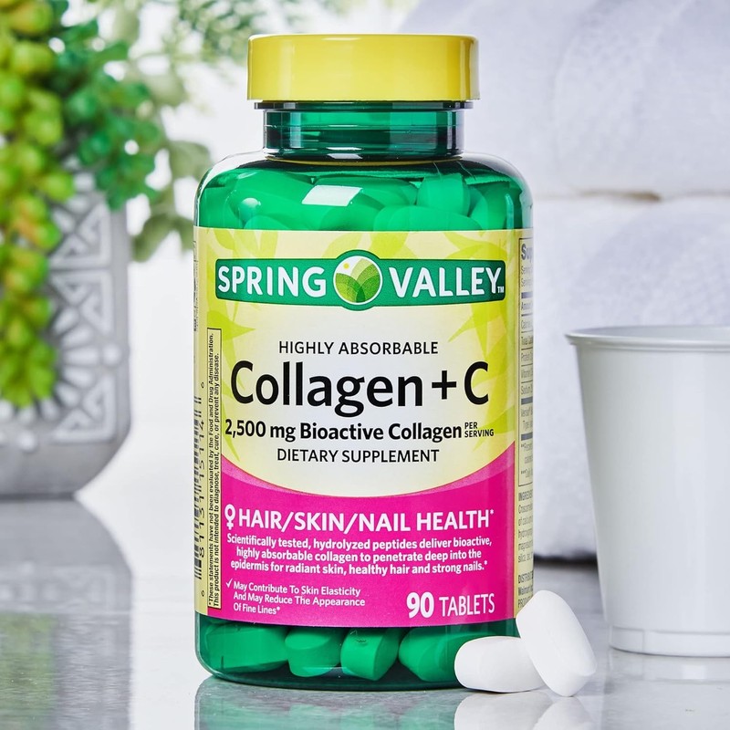 Spring Valley's Collagen + C Tablets, 2,500mg, 90 Tablets |