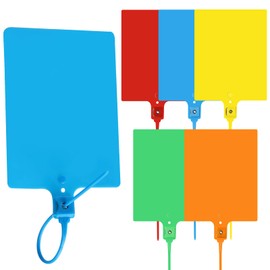 SBYURE 100 PCS Plastic Tags Shipping Tags Large Waterproof Plastic Tags for Labeling Shipping Labels with Wire Cable Ties Zip Tie Label Hang Tags Plastic Writable Tags for Luggage Labeling, 5 Colors