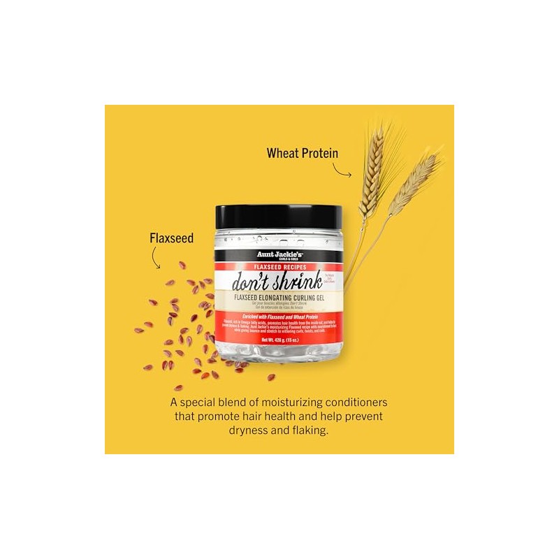 Aunt Jackie's Don't Shrink Flaxseed Elongating Curling Gel, 15 Ounce