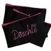 Däschle Cosmetic Bag, Organiser for Make-Up, Black with Pink Lettering,