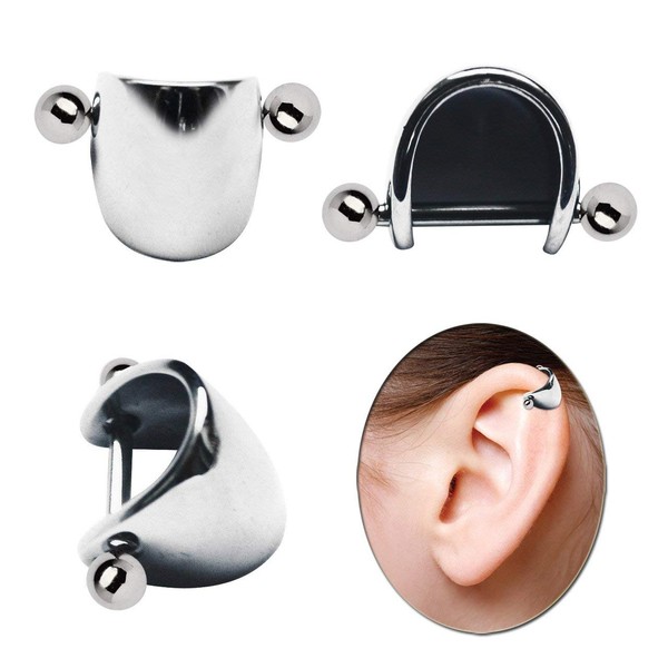Modern Nature Piercing Jewellery Helix Tragus Shield Steel with Bar