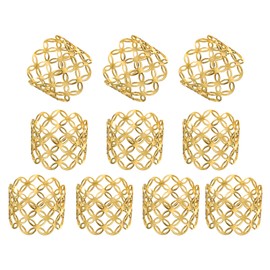sourcing map 12pcs Gold Napkin Rings Metal Hollow Copper Coin Pattern Napkin Ring Holder Buckles for Dinner Table Decor, Table Setting, Wedding Holiday Parties Decoration