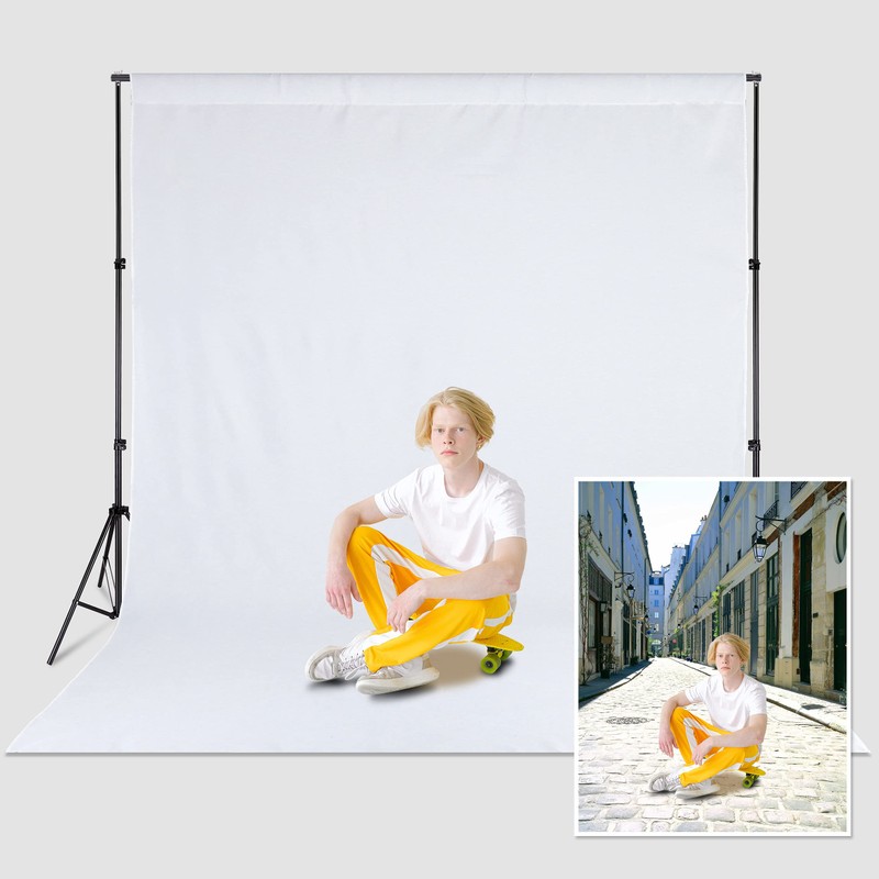 Zdada White Backdrop Screen Background， 5x7ft White Collapsible Background Photography，Washable