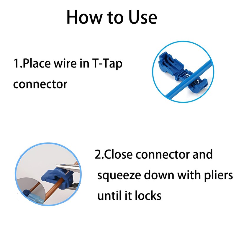 Runseaway 100PCS T-Tap Wire Connectors, 22-16 AWG Self-Stripping Quick Splice