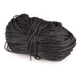 75 Feet - CleverDelights 1mm Waxed Cotton Cord - Black - Crafts Beading Jewelry Necklaces Macramé