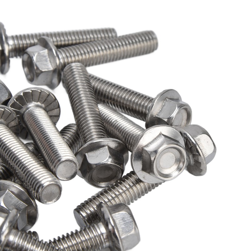 20Pcs M10x1.5 Screw Bolts A2‑70 Stainless Steel Flanged Hex Head