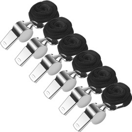 Whistle for Coaches, Metal Whistle Sports Whistle with Lanyard, Loud Crisp Sound Whistles for Referees, Coaches, Teachers, Polices, Training, Outdoor Sports 6 Pack